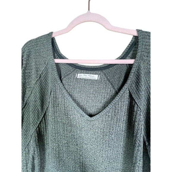 FREE PEOPLE Womens Santa‎ Clara V-Neck Thermal Sweater Top Ferngully Size XS - Picture 5 of 13